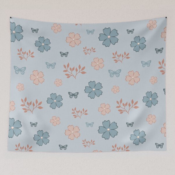 Item preview, Butterflies & Florals on Dusty Blue designed and sold by ImpalaMoon.