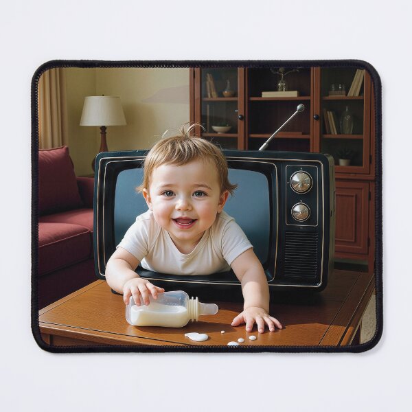 Item preview, Baby Crawling Out of a Retro Television Set designed and sold by Maria Dryfhout.