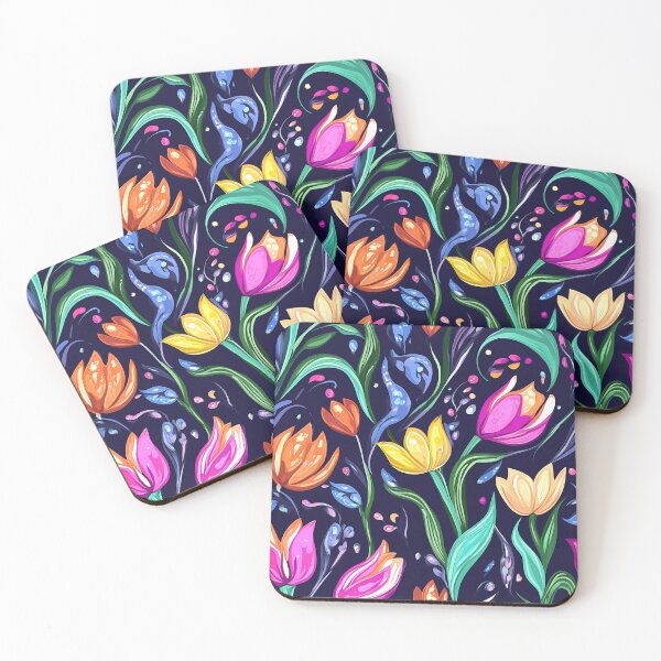 Item preview, Fantasy Tulips in Dark Elegance – Seamless Pattern designed and sold by KaPomPich.
