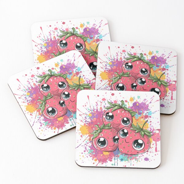 Item preview, Colorful Kawaii Strawberry Art Print designed and sold by Valor Vibes Clothing Co..
