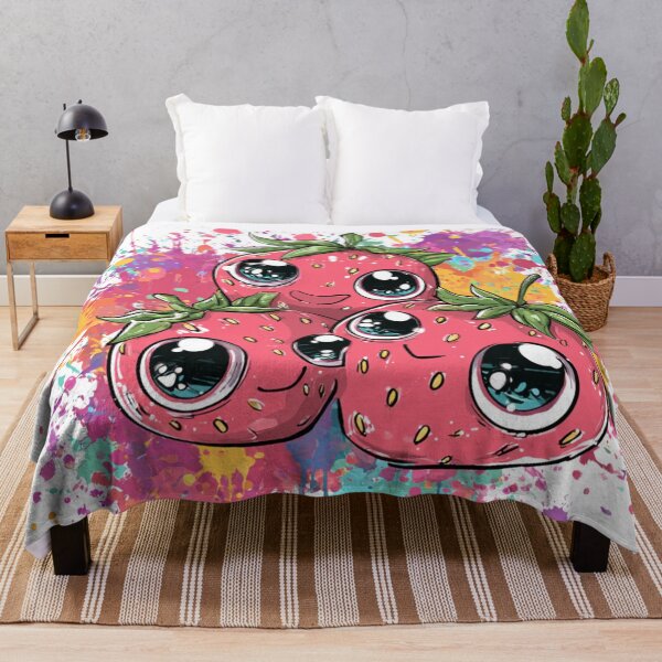 Item preview, Colorful Kawaii Strawberry Art Print designed and sold by Valor Vibes Clothing Co..