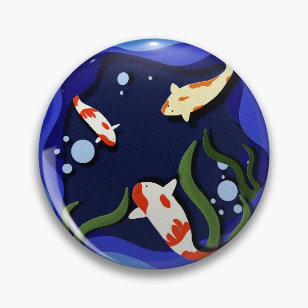 Item preview, Koi Fish in Pond – Paper Cut Style Illustration with Water Ripples designed and sold by Pragatee.