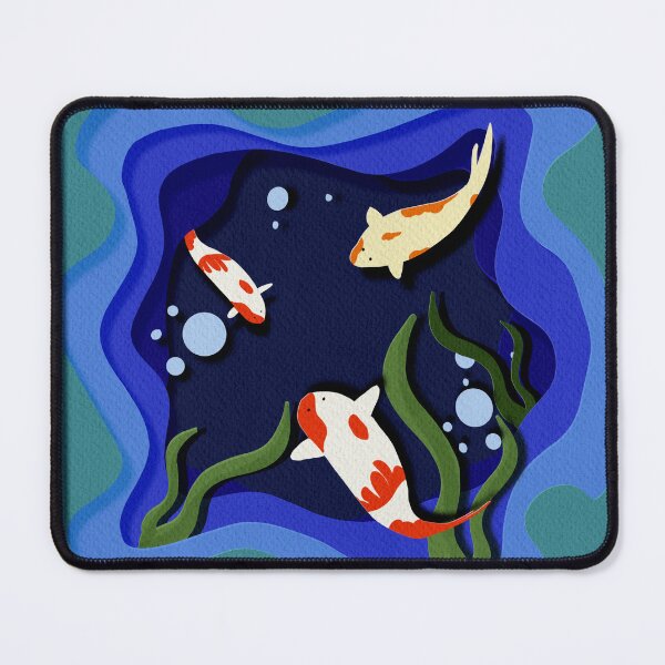 Item preview, Koi Fish in Pond – Paper Cut Style Illustration with Water Ripples designed and sold by Pragatee.