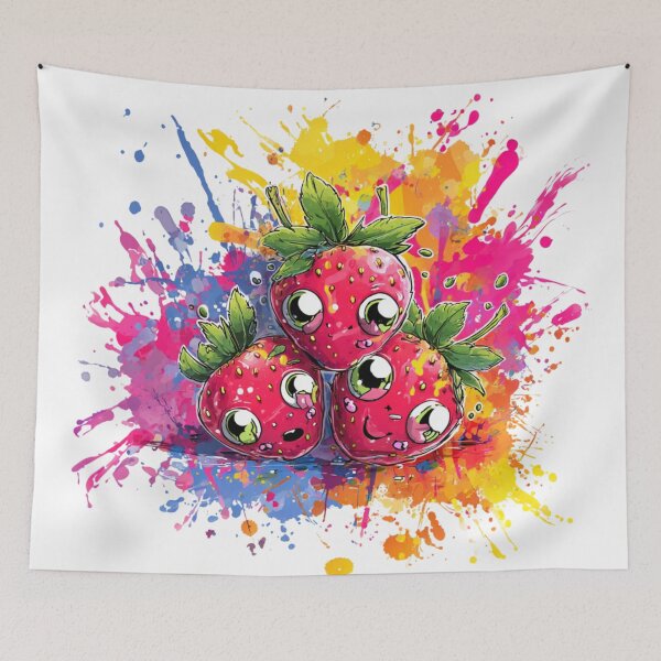 Item preview, Colorful Kawaii Strawberry Art Print Sticker designed and sold by Valor Vibes Clothing Co..