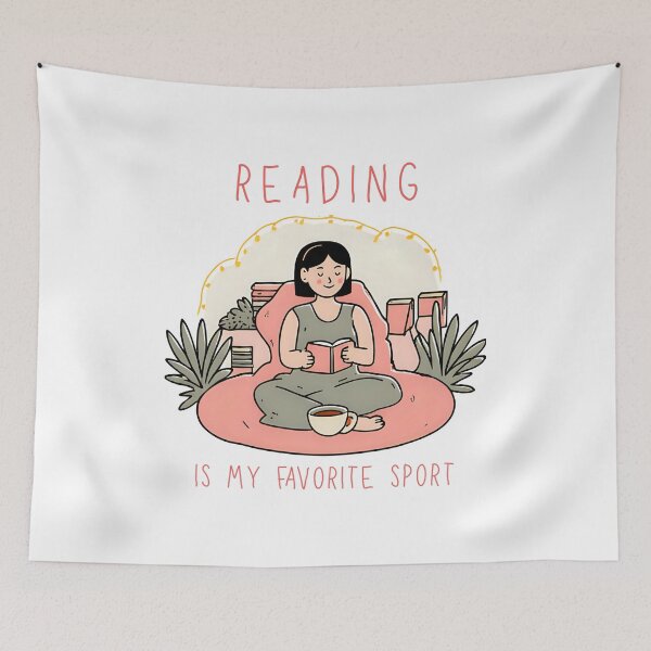 Item preview, Reading is My Favorite Sport - Girl with Books, Plants & Coffee  designed and sold by OpenHeartAF.
