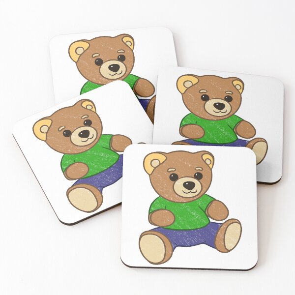 Item preview, Chalk teddy bear in green shirt designed and sold by RozhmarisArt.
