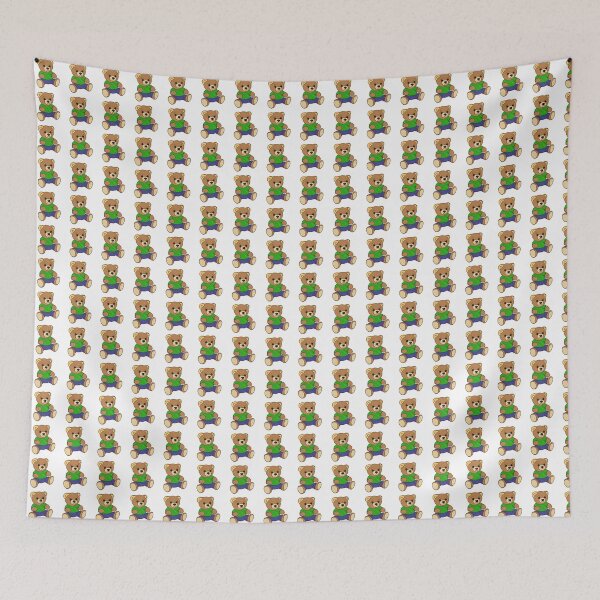 Item preview, Chalk teddy bear in green shirt designed and sold by RozhmarisArt.