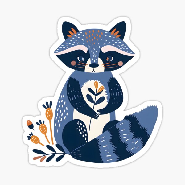 Item preview, Scandinavian Folk Art, Floral Raccoon designed and sold by xiao xuans.