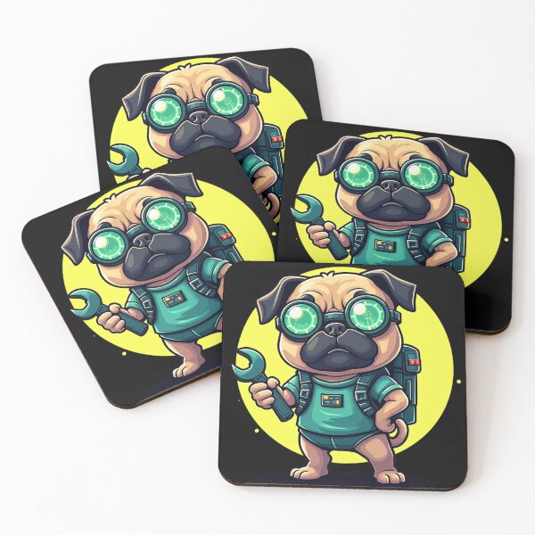 Item preview, Tech Engineer Pug – Cute Futuristic Dog Mechanic Cartoon Design designed and sold by Color Drift.