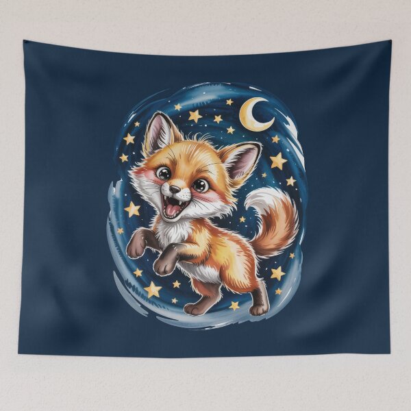 Item preview, Joyful Baby Fox Under Starry Night Sky designed and sold by bAIryBarn.