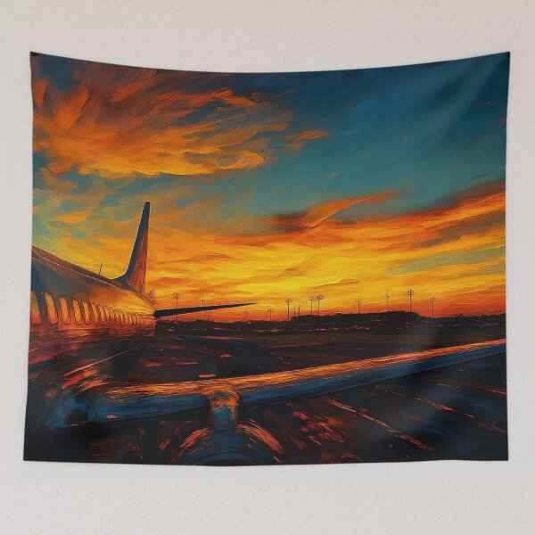 Item preview, Sunset Airplane Scene with Radiant Sky Drama designed and sold by kenai-artworks.