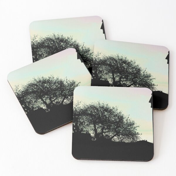 Item preview, Pastel sunset sky, silhouette neighborhood designed and sold by Dryft7.