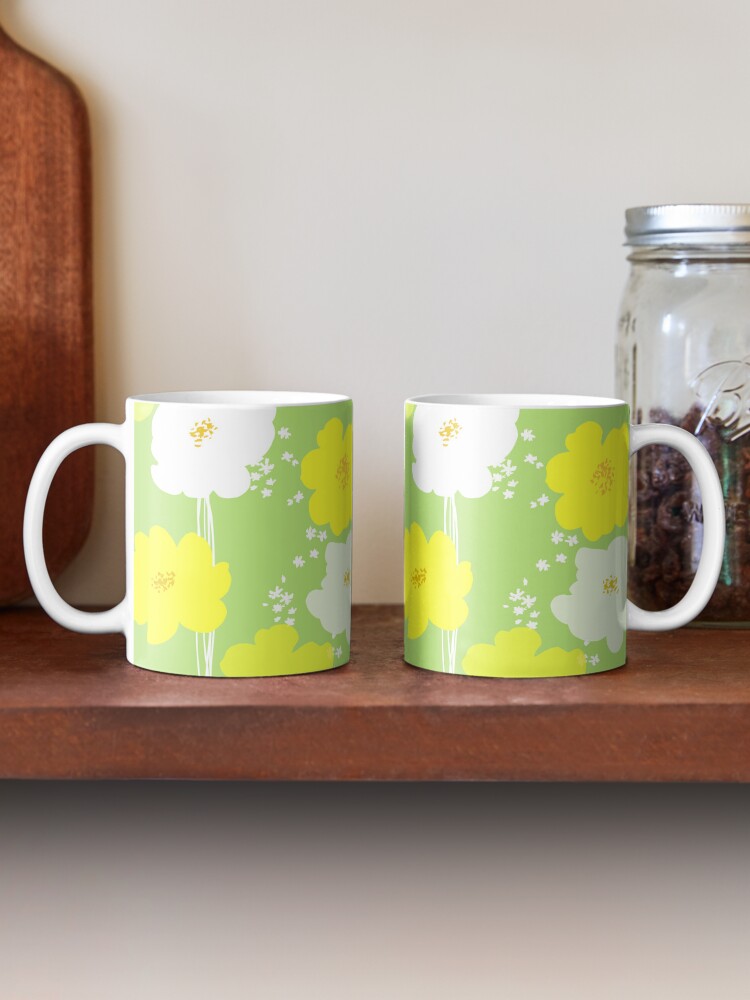 Thumbnail 2 of 6, Coffee Mug, Peony flowers: Yellow White designed and sold by MyBonShaBon.