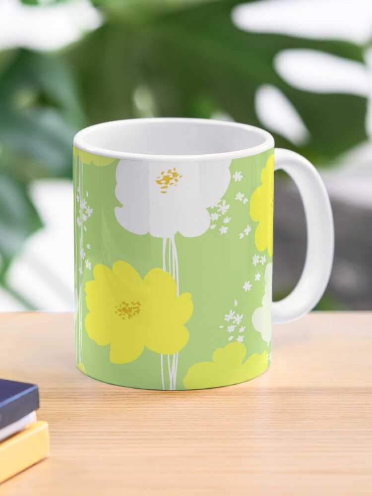 Thumbnail 1 of 6, Coffee Mug, Peony flowers: Yellow White designed and sold by MyBonShaBon.