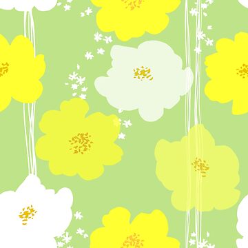 Artwork thumbnail, Peony flowers: Yellow White by MyBonShaBon