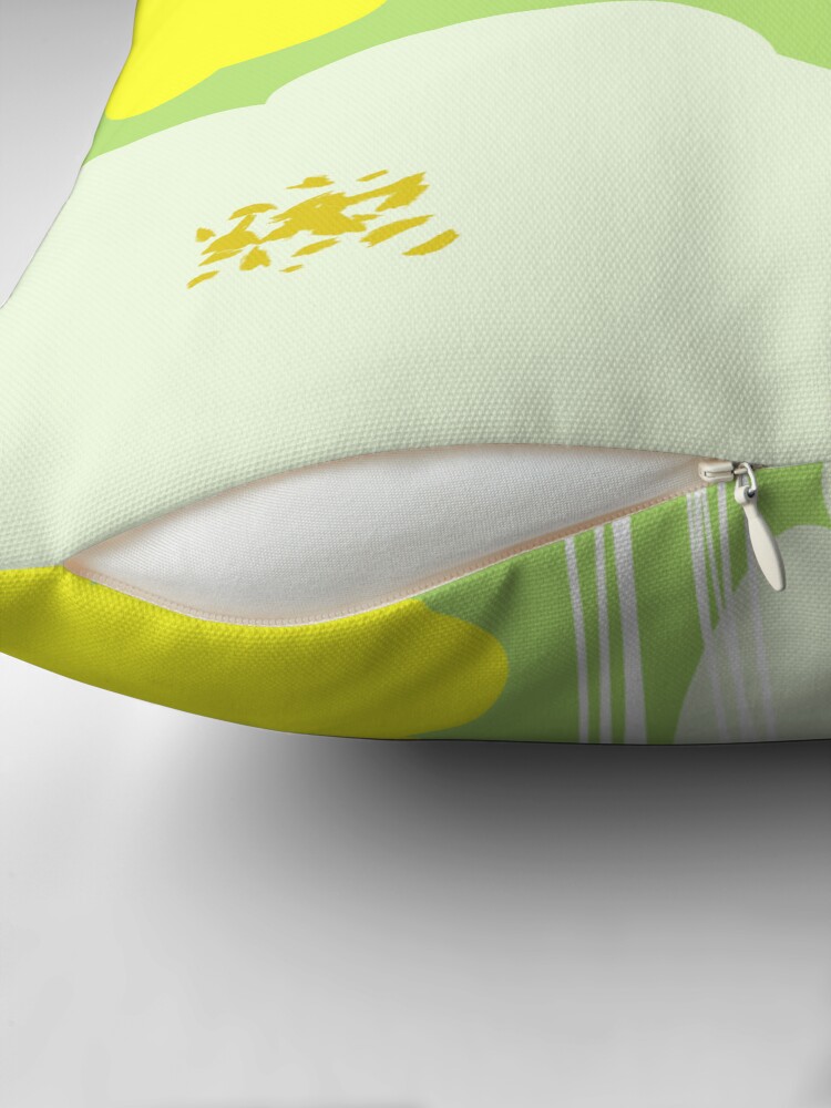 Thumbnail 2 of 4, Pillow, Peony flowers: Yellow White designed and sold by MyBonShaBon.