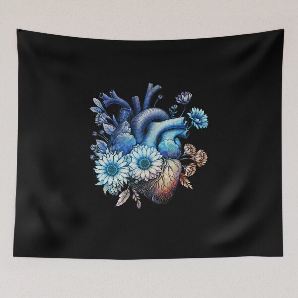 Item preview, Anantomy Heart watercolor, floral human heart illustration art, flowers,floral anatomy art designed and sold by Collagedream.