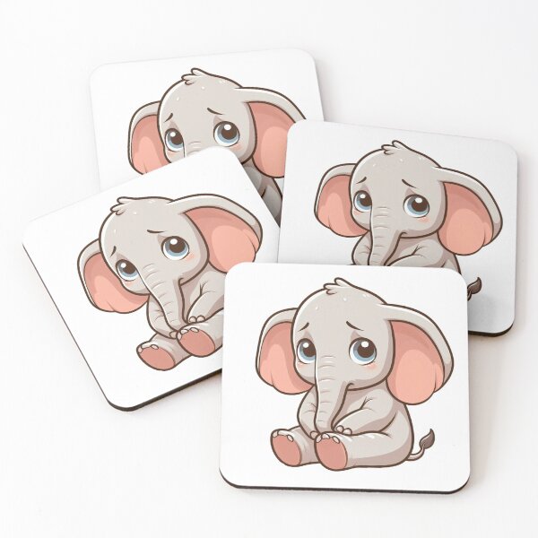 Item preview, Sad Cartoon Elephant Sitting - Gentle Mood Animal Drawing designed and sold by Confuzz1ed.