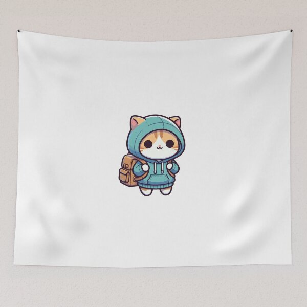 Item preview, Cool Cartoon Cat with Backpack – Student Animal Vibes designed and sold by Confuzz1ed.