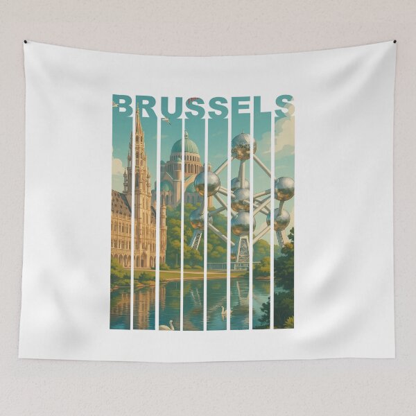 Item preview, Greetings from BRUSSELS Belgium - Modern Colorful City View designed and sold by Earth Celebration Designs.