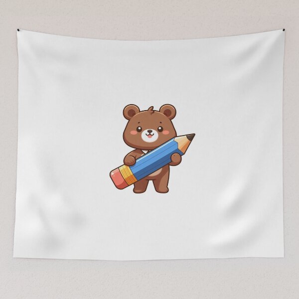 Item preview, Cute Cartoon Bear with Pencil – School Supplies Animal Design designed and sold by Confuzz1ed.