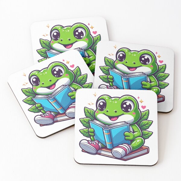 Item preview, Cartoon Frog Reading a Book – Whimsical Study Animal Art designed and sold by Confuzz1ed.