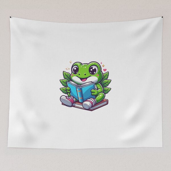 Item preview, Cartoon Frog Reading a Book – Whimsical Study Animal Art designed and sold by Confuzz1ed.