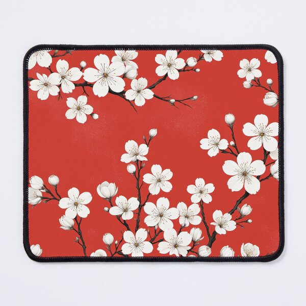 Item preview, White Cherry Blossoms on Chinese Red designed and sold by Wordsmith-Wear.