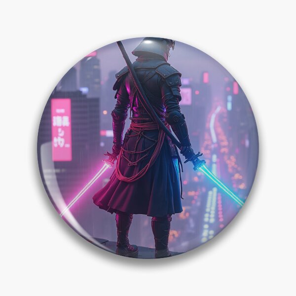 Item preview, Cyberpunk Samurai Warrior – Neon Blade Ronin in Futuristic Cityscape designed and sold by Valora and Fern.