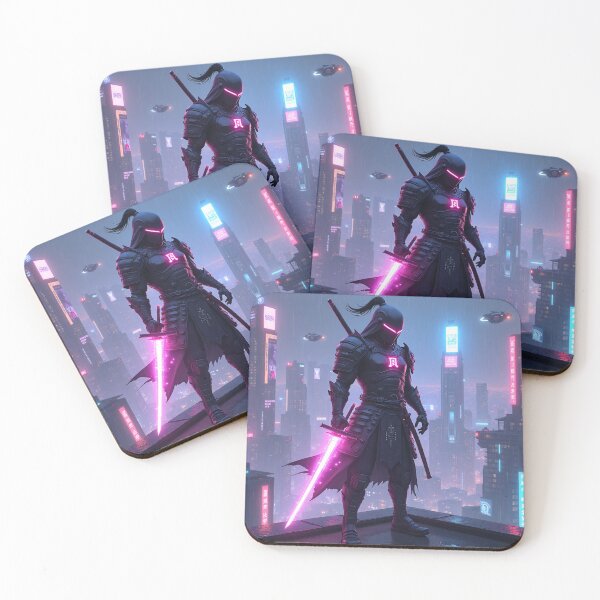 Item preview, Cyberpunk Samurai Warrior – Neon Blade Ronin in Futuristic Cityscape designed and sold by Valora and Fern.