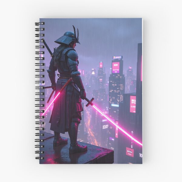 Item preview, Cyberpunk Samurai Warrior – Neon Blade Ronin in Futuristic Cityscape designed and sold by Valora and Fern.