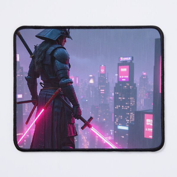 Item preview, Cyberpunk Samurai Warrior – Neon Blade Ronin in Futuristic Cityscape designed and sold by Valora and Fern.