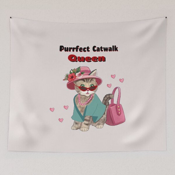 Item preview, Purrfect Catwalk Queen - Сyber Trendy Cat T-shirt designed and sold by Felia001.