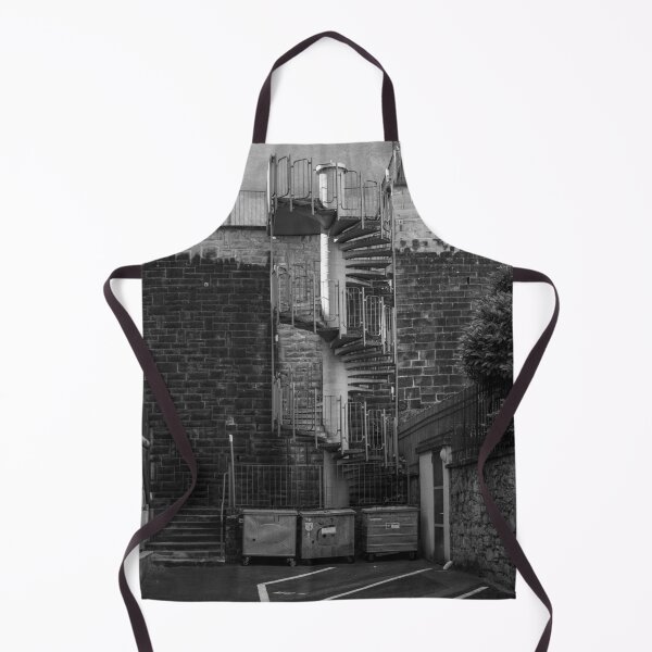 Item preview, Outdoor Alleyway Black and White Spiral Staircase designed and sold by Blind Squirrel Photo Co..