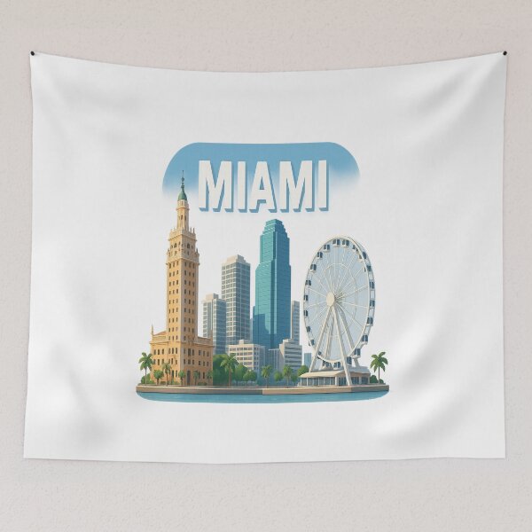 Item preview, Miami Cityscape – Iconic Skyline Digital Art designed and sold by visualvibesss.