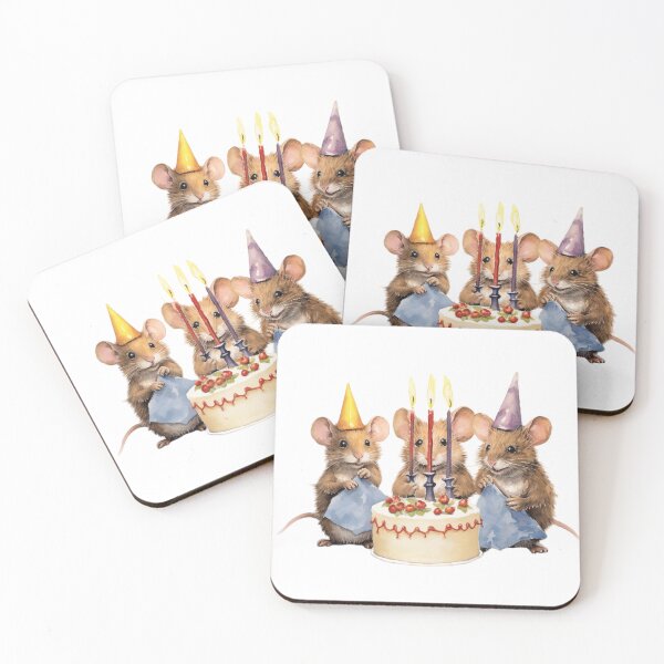 Item preview, cute mouse celebrating birthday designed and sold by CreativeDecorCo.