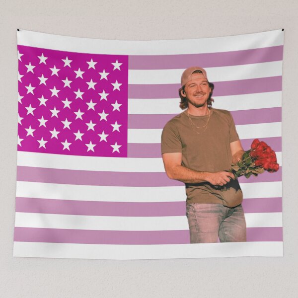 Item preview, Morgan Wallen Roses Pink American Flag Fan Art designed and sold by JaiRoseDesigns.