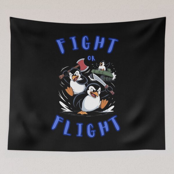 Item preview, Fight Or Flight Meme Penguin designed and sold by Marpin91.