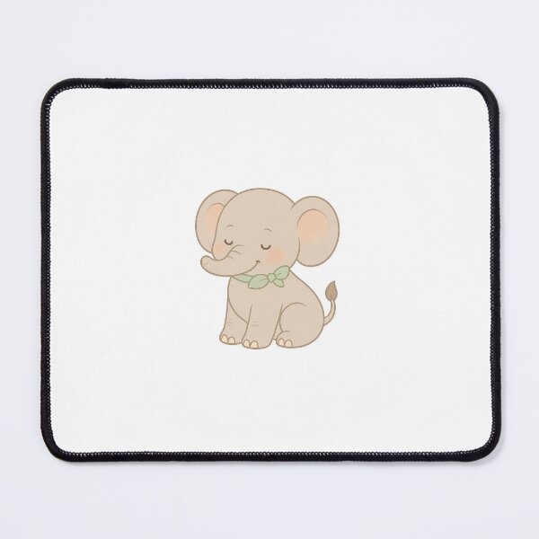 Item preview, Smiling Pastel Elephant With Green Bow designed and sold by HappyArtHaven.