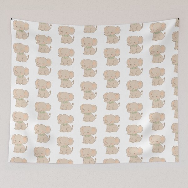 Item preview, Smiling Pastel Elephant With Green Bow designed and sold by HappyArtHaven.