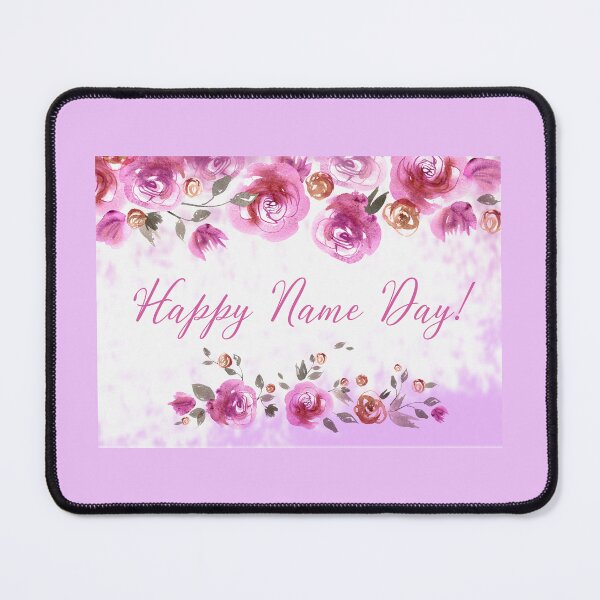 Item preview, Happy Name Day – Watercolor Pink Roses Floral Greeting Card designed and sold by EmeraldeaArt.
