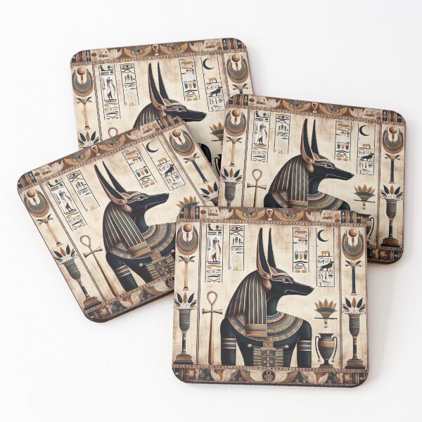 Item preview, Ancient Egyptian Anubis Tapestry | Hieroglyphic Wall Art of the God of the Dead designed and sold by AnalajiaDesigns.