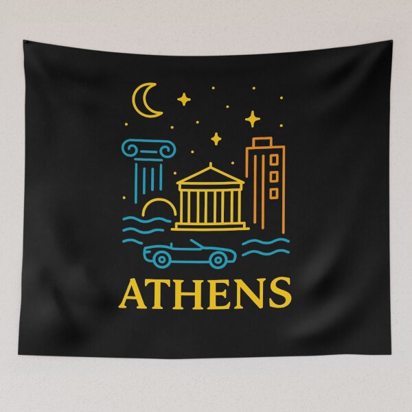 Item preview, Athens Neon Skyline Collection: Futuristic City Lights designed and sold by Design_Your_Day.