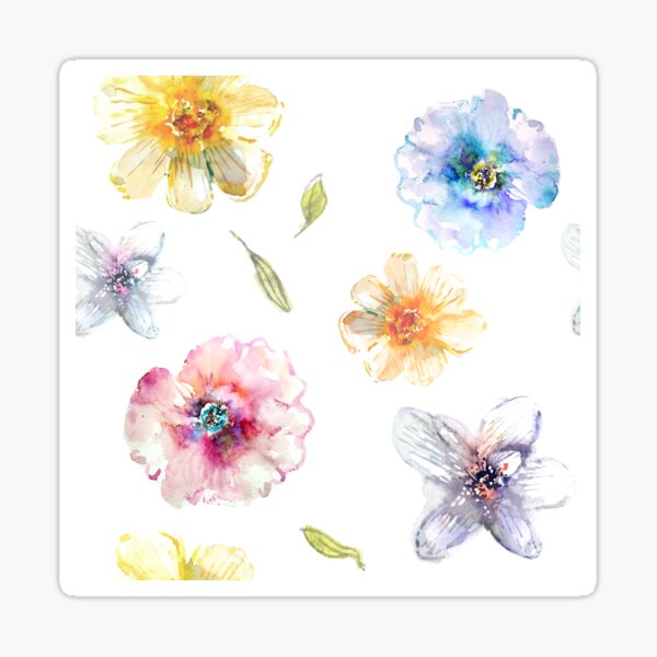 Item preview, Rainbow colored watercolor flowers designed and sold by Kara Draws.