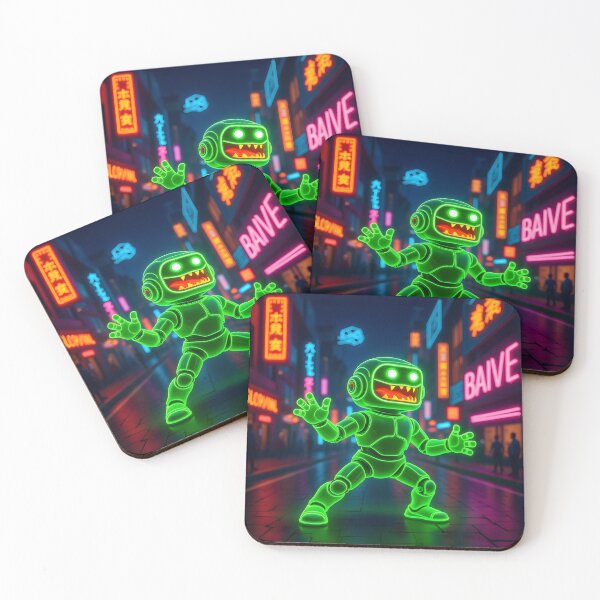 Item preview, Green Neon Robot - Cyber Green Grin designed and sold by Felia001.