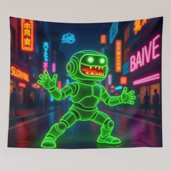 Item preview, Green Neon Robot - Cyber Green Grin designed and sold by Felia001.