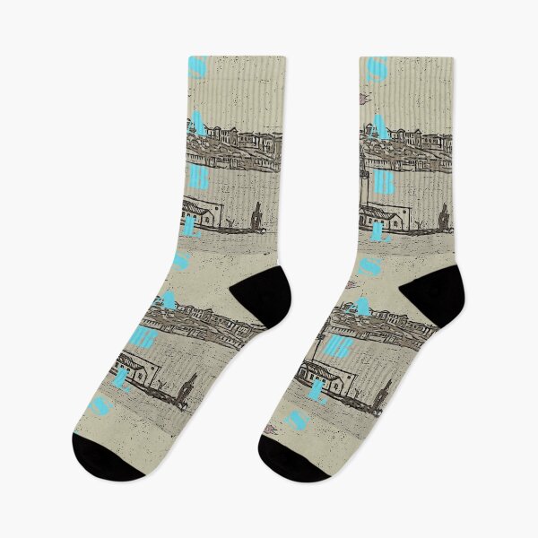 Item preview, Istanbul landscape in black and white with Maiden Tower and Istanbul wording in blue  designed and sold by wallartofmio.