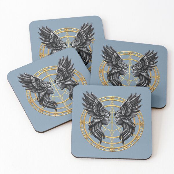 Item preview, Mystical Gemini Symbol with Wings – Valkyrie of Norse Mythology designed and sold by Zodiafruit.