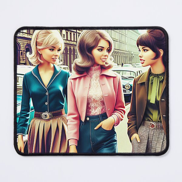 Item preview, City Girls Stroll – 1970s Retro Fashion Friendship Street Scene designed and sold by EmeraldeaArt.