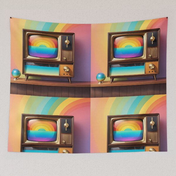 Item preview, Vintage Rainbow TV Radio – Retro Aesthetic Artwork designed and sold by EmeraldeaArt.